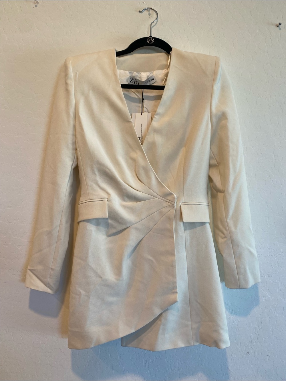 Zara Cream Tailored Wrap Blazer dress